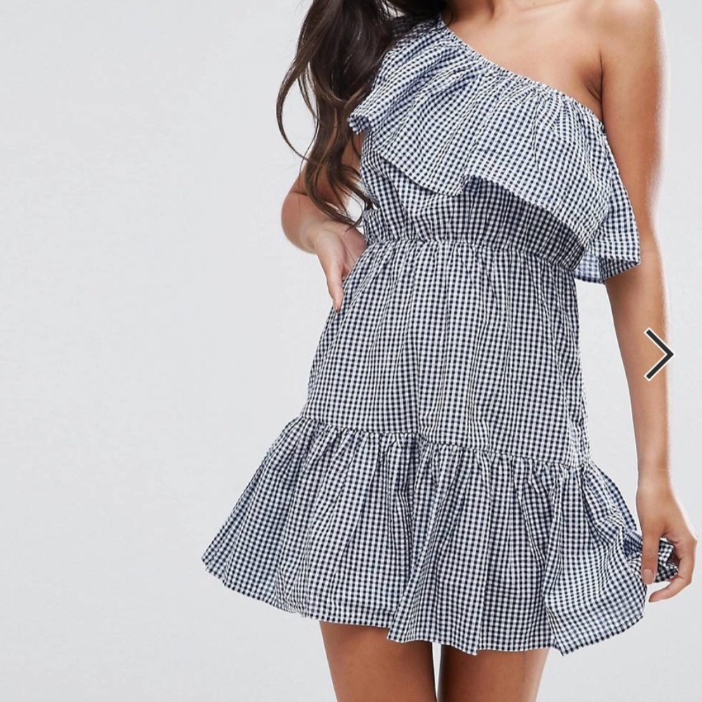 Mink Pink Wanderer Stripe One Shoulder Dress With Frill